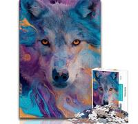 Puzzle per adolescenti da 1000 pezzi raffiguranti animali e lupi, aiuta il cervello a esercitare i giocattoli che creano dipendenza e coltivano la pazienza, collezione di artisti, belle arti (38x26cm)