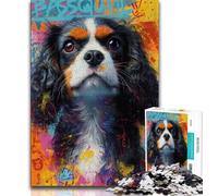 Puzzle per adolescenti da 1000 pezzi raffiguranti il cane Cavalier King Charles Spaniel, puzzle per adulti, giochi rilassanti, ideali come regalo per tutta la famiglia (dimensioni 75x50cm)