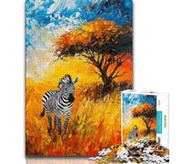 Puzzle per adolescenti da 1000 pezzi raffiguranti una zebra africana dipinta a olio, puzzle per adolescenti, educativi e di apprendimento, ideali come regalo per tutta la famiglia (dimensioni 38x26cm)