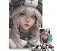 Puzzle per adolescenti da 1000 pezzi, ragazza anime con capelli bianchi, gioco divertente, allena la mente e le mani, adatto come decorazione da scrivania 38x26cm