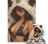 Puzzle per adolescenti da 1000 pezzi, ragazza anime con cappuccio peloso, giochi divertenti, allena la mente e le mani, adatto come decorazione da scrivania 38x26cm