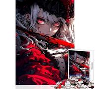 Puzzle per adolescenti da 1000 pezzi ragazza anime con occhi rossi decorazione per la casa giocattoli regali di Babbo Natale segreto giochi per famiglie aiuta a esercitare il cervello 38x26cm