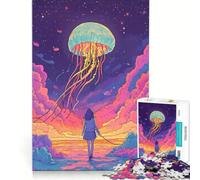 Puzzle per adolescenti da 1000 pezzi: ragazza con meduse in un paesaggio da sogno, giocattolo antistress, sfida impegnativa, per rafforzare l'amore tra le coppie 38x26cm