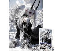 Puzzle per adolescenti da 1000 pezzi,ragazza demone dai capelli bianchi,giocattolo,decorazione da parete,opera d'arte,regalo,giochi educativi,aiuta il cervello,esercizio,dimensioni 38x52cm