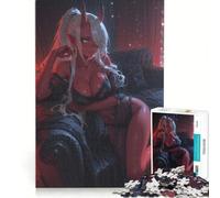 Puzzle per adolescenti da 1000 pezzi: Ragazza demone dalla pelle rossa su un divano Gioco per famiglie divertimento a casa regalo di compleanno regalo di viaggio 38x52cm