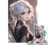 Puzzle per adolescenti da 1000 pezzi ragazza samurai anime puzzle da 1000 pezzi giocattolo fai da te per divertimento in famiglia gioco stimolante per tutta la famiglia (38x52cm)