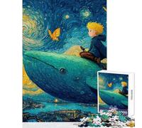 Puzzle per adolescenti da 1000 pezzi: ragazzo che cavalca una balena sulla città gioco educativo di Van Gogh decorazione murale per la casa giocattoli lista dei desideri con Babbo Natale (50x75cm)