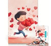 Puzzle per adolescenti da 1000 pezzi,ragazzo con palloncini a forma di cuore,bordo perfetto,divertente gioco di logica,momento di relax,decorazione natalizia (38x26cm)