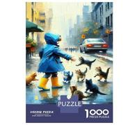 Puzzle Per Adolescenti Da 1000 Pezzi Rainy Day Adventure with Kittens Puzzle Per Adulti Giochi Divertenti Sfida Difficile Regalo Di Compleanno, Regali, 52x38cm/1000pcs