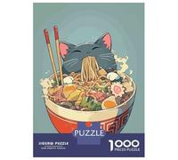 Puzzle Per Adolescenti Da 1000 Pezzi Ramen Noodle Anime Cat Puzzle Per Adulti Giochi Rilassanti Vacanza A Casa Passatempo Difficile Da Completare 52x38cm/1000pcs