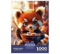 Puzzle Per Adolescenti Da 1000 Pezzi Red Panda Eating Ramen Puzzle Per Adolescenti Giocattolo Decorazione Da Parete Corsa Di Velocità Gioco Impegnativo Regali 70x50cm/1000pcs