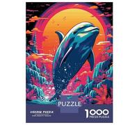 Puzzle Per Adolescenti Da 1000 Pezzi Retro Dolphin Jump Puzzle Per Adulti Gioco Rompicapo Decorazione Per La Casa Interazione Genitore-figlio 38x26cm/1000pcs