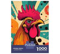 Puzzle Per Adolescenti Da 1000 Pezzi Retro Rooster Illustration Vibrant Rooster Striking Pop Art Farm Animal Print Puzzle Per Adulti Gioco Pratico Migliora La Memoria Ottimo Regalo Per I Giocatori 3