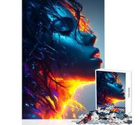 Puzzle per adolescenti da 1000 pezzi ritratto astratto blu e arancione giocattolo decorazione da parete opera d'arte regalo giochi educativi adatto per la decorazione del desktop dimensioni 38x26cm
