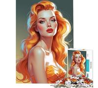 Puzzle per adolescenti da 1000 pezzi ritratto pin-up con capelli arancioni gioco rilassante gioco intellettuale regalo di compleanno un'opera d'arte (dimensioni 50x75cm)