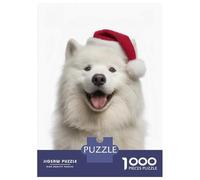 Puzzle Per Adolescenti Da 1000 Pezzi Samoyed Dog with Santa Hat Puzzle Per Adolescenti Giocattolo Decorazione Murale Decorazione Per La Casa Interazione Genitore-figlio 70x50cm/1000pcs