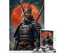 Puzzle per adolescenti da 1000 pezzi Samurai Gatto Guerriero con Spada Giocattolo Educativo Ottimi Regali e Giocattoli Gioco per Famiglie Adatto per la Decorazione della Scrivania Dimensioni 38x52cm