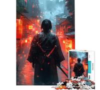 Puzzle per adolescenti da 1000 pezzi: Samurai in una strada giapponese sotto la pioggia Difficile e stimolante donne Giochi divertenti per ragazzi dai 14 anni in su (38x26cm)