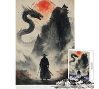 Puzzle per adolescenti da 1000 pezzi Samurai solitario contro il drago giocattoli antistress regali di compleanno giochi educativi collezione di artisti belle arti dimensioni 38x52cm
