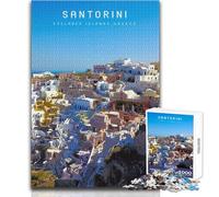 Puzzle per adolescenti da 1000 pezzi Santorini, analisi pratica del gioco e logica, regalo per compleanni, dimensioni 50x75cm