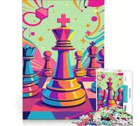 Puzzle per adolescenti da 1000 pezzi, scacchi colorati, stile pop art, gioco rompicapo, attività divertenti da fare in casa, regalo per donne 38x52cm