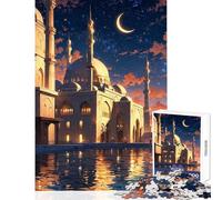 Puzzle per adolescenti da 1000 pezzi scena notturna della moschea decorazione per la casa giocattoli regalo di compleanno gioco per famiglie adatto per la decorazione del desktop dimensioni 38x52cm