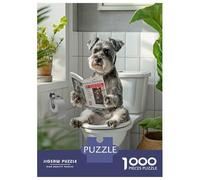 Puzzle Per Adolescenti Da 1000 Pezzi Schnauzer Dog Reading on Toilet Puzzle Per Adolescenti Gioco Per Famiglie Sfida Difficile Regali Unici Per Compleanno E Natale 52x38cm/1000pcs
