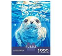 Puzzle Per Adolescenti Da 1000 Pezzi Seal Underwater with Bubbles Illustration Puzzle Per Adolescenti Giocattolo Decorazione Da Parete Corsa Di Velocità Gioco Impegnativo Regali 52x38cm/1000pcs