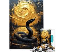 Puzzle per adolescenti da 1000 pezzi serpente nero in acqua dorata rompicapo per ragazzi gioco stimolante regalo per donne difficile e stimolante (dimensioni 38x52cm)