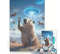 Puzzle per adolescenti da 1000 pezzi set di puzzle surreale con il culto del capibara proveniente dal futuro un rompicapo divertente e spiritoso compleanni e Natale 50x75cm