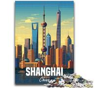 Puzzle per adolescenti da 1000 pezzi Shanghai, Cina per ragazzi dai 14 anni in su, interessanti regali per ridurre lo stress per amici e familiari (dimensioni 50x75cm)