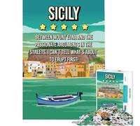 Puzzle per adolescenti da 1000 pezzi Sicilia divertente recensione poster di viaggio giochi educativi gioco stimolante giocattoli regali di Babbo Natale segreto divertente e umoristico (50x75cm)