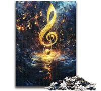 Puzzle per adolescenti da 1000 pezzi, simboli musicali colorati, antistress, per ammazzare il tempo in casa, con poster abbinato e foglio di quiz, 26x38cm