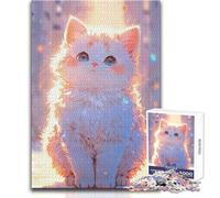 Puzzle per adolescenti da 1000 pezzi, simpatico gattino alla luce del sole, gioco di sfida unico, regalo per donne, opera d'arte, dimensioni 50x75cm