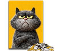 Puzzle per adolescenti da 1000 pezzi, simpatico gatto nero, difficile e stimolante, con poster abbinato e foglio di quiz per età 14 anni, 38x26cm