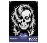 Puzzle Per Adolescenti Da 1000 Pezzi Skull with Hair And One Eye Puzzle Per Adolescenti Gioco Per Famiglie Sfida Difficile Regali Unici Per Compleanno E Natale 70x50cm/1000pcs