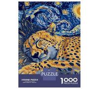 Puzzle Per Adolescenti Da 1000 Pezzi Sleeping Cheetah Starry Night Art Puzzle Per Adolescenti Gioco Per Famiglie Sfida Difficile Regali Unici Per Compleanno E Natale 52x38cm/1000pcs