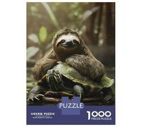 Puzzle Per Adolescenti Da 1000 Pezzi Sloth Chilling on Turtle Puzzle Per Adulti Gioco Rompicapo Decorazione Per La Casa Interazione Genitore-figlio 70x50cm/1000pcs