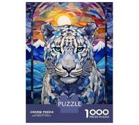 Puzzle Per Adolescenti Da 1000 Pezzi Snow Leopard Stained Glass Puzzle Per Adulti Giocattolo Decorazione Da Parete Analisi E Logica Gioco Stimolante Regali 70x50cm/1000pcs