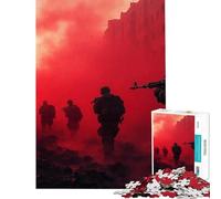 Puzzle per adolescenti da 1000 pezzi "Soldati nel fumo rosso" gioco rompicapo giocattolo intellettuale ottimo regalo per gli appassionati di giochi decorazione da parete (dimensioni 38x26cm)
