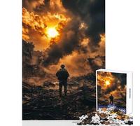 Puzzle per adolescenti da 1000 pezzi soldato in una città devastata dalla guerra giocattolo educativo regali di compleanno giochi divertenti attività divertenti a casa dimensioni 50x75cm