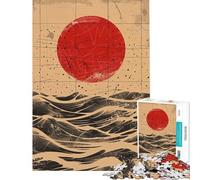 Puzzle per adolescenti da 1000 pezzi sole cremisi astratto gioco pratico di assemblaggio regalo per amici e familiari (dimensioni 50x75cm)