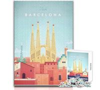 Puzzle per adolescenti da 1000 pezzi, Spagna, Barcellona, Viaggi, Arte, Bellissimo design, Gioco, Decorazione perfetta, Regalo per compleanni, Dimensioni 38x52cm