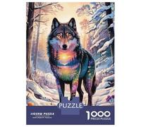 Puzzle Per Adolescenti Da 1000 Pezzi Spirit of The Seasons - Wolf Landscape Double Exposure Art Puzzle Per Adulti Gioco Pratico Assemblaggio Del Modello Sfida Educativa 38x26cm/1000pcs