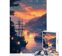 Puzzle per adolescenti da 1000 pezzi splendido tramonto a Harbor Town giocattolo decorazione da parete idee regalo gioco rompicapo migliora l'amore tra coppie dimensioni 50x75cm