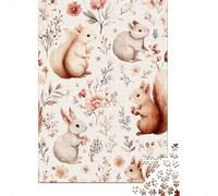 Puzzle Per Adolescenti Da 1000 Pezzi Squirrel Floral Pattern-1 Puzzle Per Adulti Giocattoli Fai Da Te Analisi E Logica Divertimento Attività A Casa, 52x38cm/1000pcs