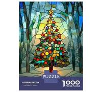 Puzzle Per Adolescenti Da 1000 Pezzi Stained Glass Christmas Tree Puzzle Per Adulti Giochi Per Famiglie Decorazione Murale Sfida Educativa 70x50cm/1000pcs