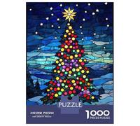 Puzzle Per Adolescenti Da 1000 Pezzi Stained Glass Christmas Tree Puzzle Per Adulti Gioco Rompicapo Decorazione Per La Casa Interazione Genitore-figlio 38x26cm/1000pcs