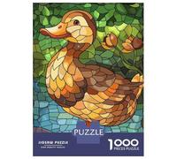 Puzzle Per Adolescenti Da 1000 Pezzi Stained Glass Duck in Nature Puzzle Per Adulti Gioco Rompicapo Decorazione Per La Casa Interazione Genitore-figlio 38x26cm/1000pcs