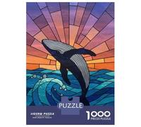 Puzzle Per Adolescenti Da 1000 Pezzi Stained Glass Whale Leaping from Ocean Puzzle Per Adolescenti Gioco Per Famiglie Sfida Difficile Regali Unici Per Compleanno E Natale 70x50cm/1000pcs